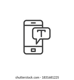 Mobile phone text chat line icon. linear style sign for mobile concept and web design. Telephone text message outline vector icon. Symbol, logo illustration. Vector graphics