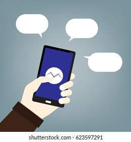 mobile phone text message balloons or chat box- vector icon