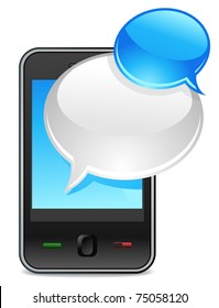 mobile phone text message balloons or chat box- vector icon