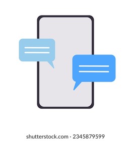 Mobile phone text message, chatting. Modern concept, vector flat design. Social network, communication.