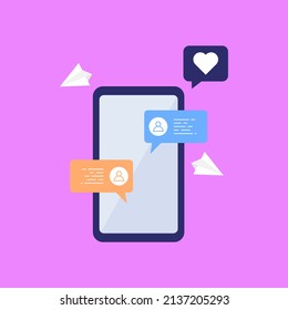 mobile phone with text messages vector illustration concept