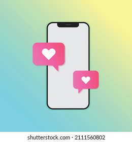 Mobile phone with text messaging. Illustration design. Vector art graphic design.