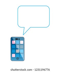 Mobile Phone With Texting Bubble. Vector