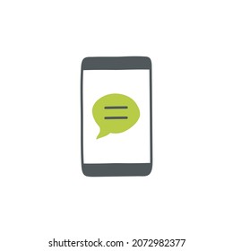 SMS-Nachrichten für Mobiltelefone, Symbol für mobile Textnachrichten mit Farbsymbol, einzeln auf weißem Hintergrund 