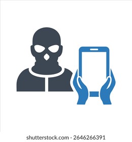 Ícone de roubo de celular. Ícone Phone Hacker