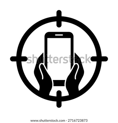 Mobile phone theft icon. Target. Vector icon isolated on white background.