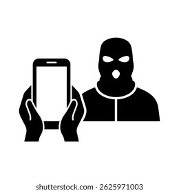 Ícone de roubo de celular. Ícone de vetor isolado no fundo branco.