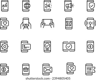 Mobile Phone - thin line vector design icon set