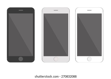 Mobile phone three color isolated vector.