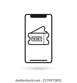 Handy mit Tickets flach Design Symbol.