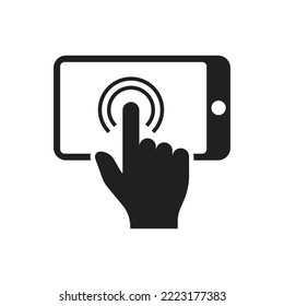Icono de pantalla táctil de teléfono móvil. Signo de pulsación de pantalla táctil de Smartphone. ilustración vectorial