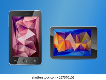 Mobile phone and touchpad. Vector illustration