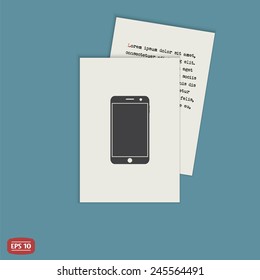 Mobile phone with touchscreen. Flat design style. Made in vector