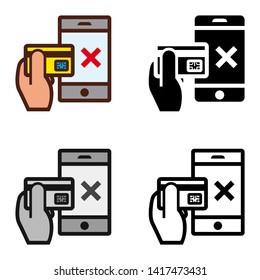 Mobile Phone Transaction Error Icon in Different Color and Style