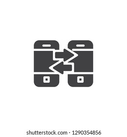Mobile Phone transfer arrows vector icon. filled flat sign for mobile concept and web design. Smartphones synchronization simple solid icon. Symbol, logo illustration. Pixel perfect vector graphics