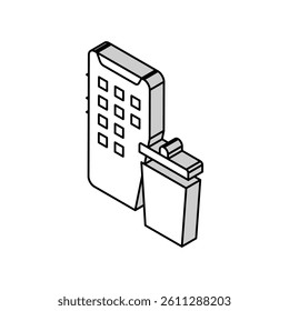 mobile phone trash bin isometric icon vector. mobile phone trash bin sign. isolated symbol illustration