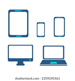 Mobile phone tv digital technology shape vector set design