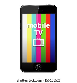 Mobile Phone with Mobile TV sign on a white background