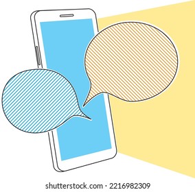 teléfono móvil con dos burbujas de voz para un chat en línea