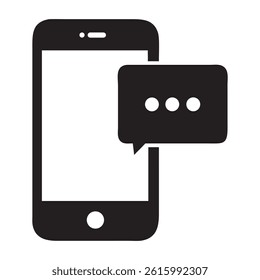  Mobile Phone with Typing Message Bubble Icon, Smartphone with message icon. Mobile phone, speech bubble, phone text message. SMS notification symbol, mobile. Vector

