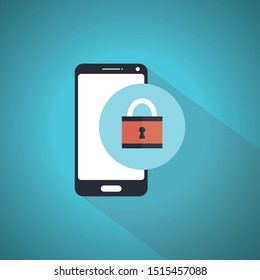 Mobile phone unlocked notification button and password field vector, concept of smartphone security. Blue Theme Concept