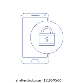 Mobile phone unlocked notification button and password field vector, concept of smartphone security. Concept of line icon