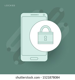 Mobile phone unlocked notification button and password field vector, concept of smartphone security. Concept of line icon