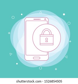 Mobile phone unlocked notification button and password field vector, concept of smartphone security. Concept of line icon
