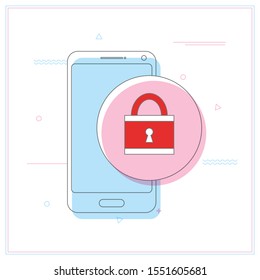 Mobile phone unlocked notification button and password field vector