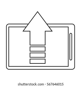 mobile phone upload arrow gadget thin line