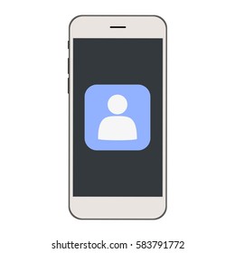 Mobile phone with User Icon on the screen. User silhouette symbol for your web site design.