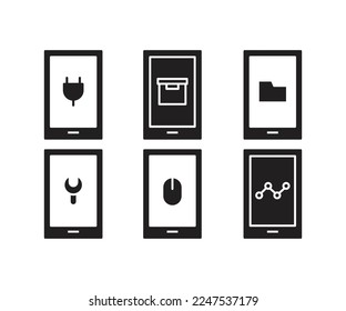 conjunto de iconos de la interfaz de usuario y del teléfono móvil