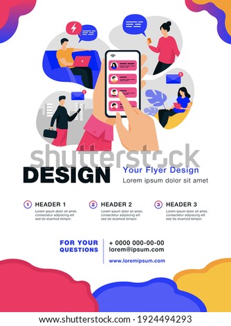 Mobile phone user sharing news online, sending messages to friends, holding cellphone with contact list on screen. Vector illustration for refer a friend, email marketing concept