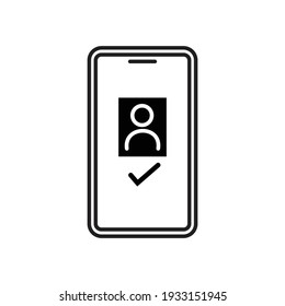 Mobile phone user verification successfull. Approved user icon vector. 