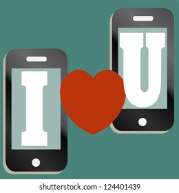 A mobile phone Valentine text message illustration