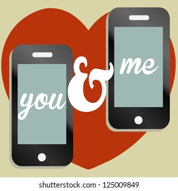 A mobile phone Valentine text message illustration