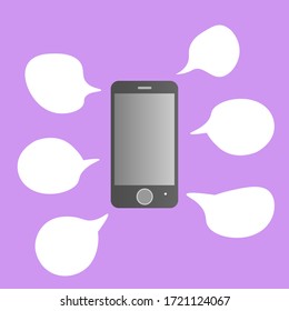 Mobile phone vector with blank comments or spaces