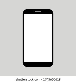 Handy-Vektor mit weißem leerem Bildschirm isoliert auf grauem Hintergrund