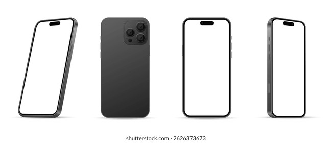 Conjunto realista de dispositivo vetor de telefone celular. Coleção de modelos de Smartphone.