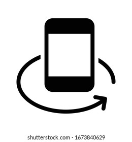 icono plano de glifo vectorial de teléfono móvil 