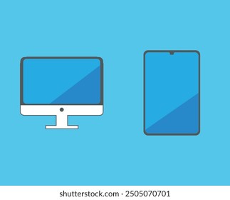 mobile phone vector icon with computer. mobile phone and computer logo.mobile phone vector.computer vector. mobile phone and computer icon