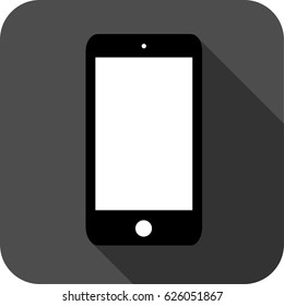 mobile phone vector icon in gray background with shadow