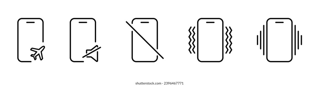 Mobile phone vector icon. Phone mode mute, vibration, silent, sound, ring