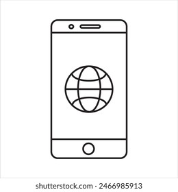 mobile phone vector icon on white background with internet icon