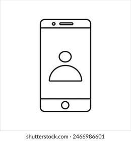 mobile phone vector icon on white background with person icon