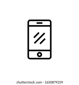 Icono vectorial de teléfono móvil en contorno, estilo lineal aislado en fondo blanco