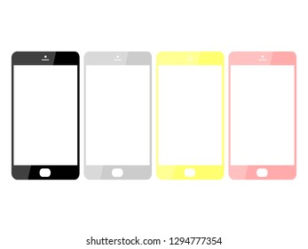 Mobile phone vector icon set. Wonderful design of colorful smartphones on a white background