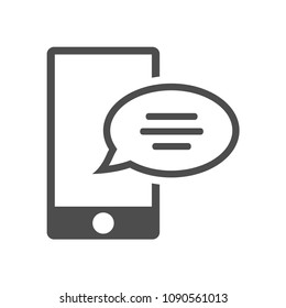 mobile phone vector icon, social communication chat message phone sign