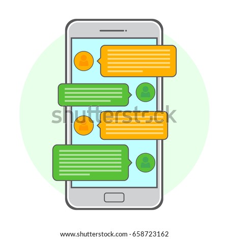 Mobile phone. Vector illustration chating and messaging concept. Flat design.