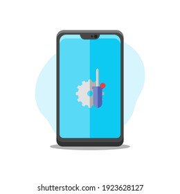 a mobile phone vector illustration decorated with mobile settings app vector illustration elements